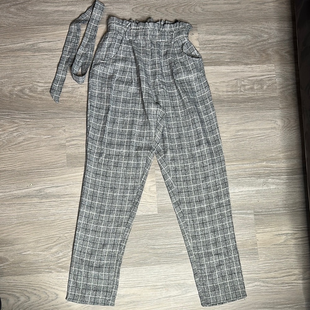 Gray Plaid Women's Pants